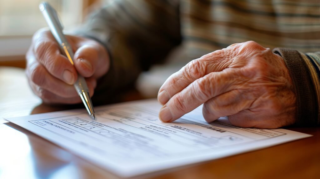 Persona firmando la documentación necesaria para tramitar una herencia