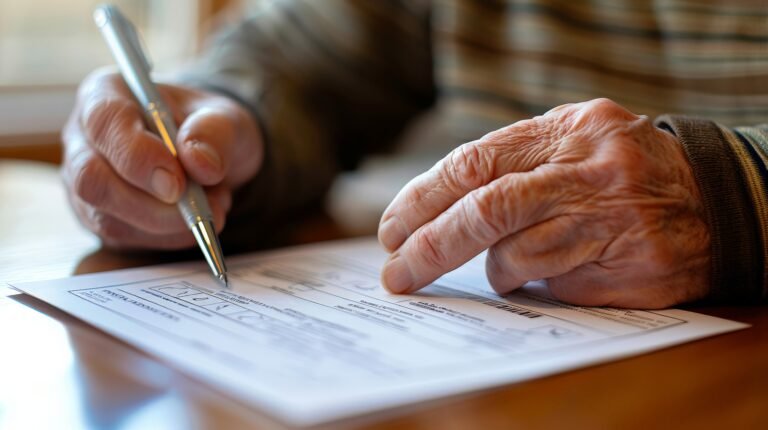 Persona firmando la documentación necesaria para tramitar una herencia