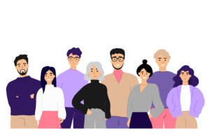 Ilustración de un grupo de personas para un artículo sobre cómo impugnar una sanción disciplinaria laboral